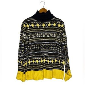 Womens ASOS Blue and Yellow Turtleneck Sweater Size Small 4